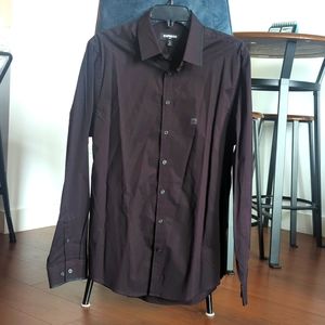 NWT Men's Express Slim Button Down Dress Shirt Maroon Size Medium